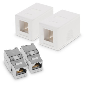 Set 2 Prize ecranate de retea RJ45 cu 2 module Keystone, Kwmobile, Alb, Plastic, 50453.02.02 - Img 2