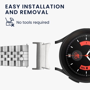 Set 4 Adaptori prindere curea de 20 mm Kwmobile pentru Samsung Galaxy Watch 5/Galaxy Watch 5 Pro/Galaxy Watch 4, Argintiu/Negru, Otel, KWM0000255D001C - Img 4