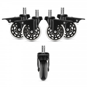 Set 5 Roti pentru scaun de birou tija 10 mm, Kwmobile, Negru, Poliuretan, 55604.01 - Img 1