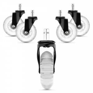 Set 5 Roti pentru scaun de birou tija 11 mm, Kwmobile, Transparent, Poliuretan, 53130.02 - Img 1