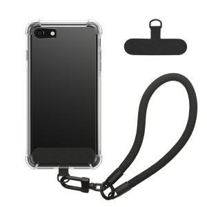 Husa Kwmobile cu jnur detasabil pentru Apple iPhone SE (2022)/iPhone SE (2020)/iPhone 8, Transparent/Negru, Silicon, KWM000022TJ001C - Img 1