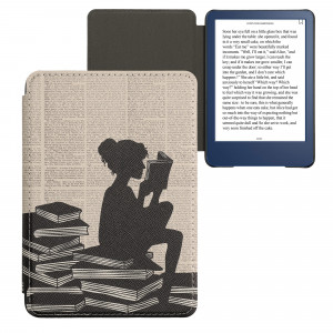 Husa Kwmobile pentru Amazon Kindle (2022), Alb/Negru, Piele ecologica, 59989.13 - Img 2