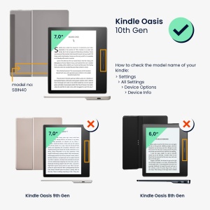Husa Kwmobile pentru Amazon Kindle Oasis 10, Gri/Negru, Piele ecologica, KWM000014ND014C - Img 5