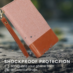 Husa Kwmobile pentru Apple iPhone 15 Pro, Roz deschis/Maro, Textil/Silicon, KWM000022RL001C - Img 5