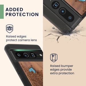 Husa Kwmobile pentru Google Pixel 7 Pro, Maro/Albastru, Lemn, KWM000018ED006C - Img 3