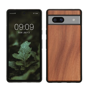 Husa Kwmobile pentru Google Pixel 7a, Maro, Lemn/Silicon, KWM000019YJ004C - Img 1