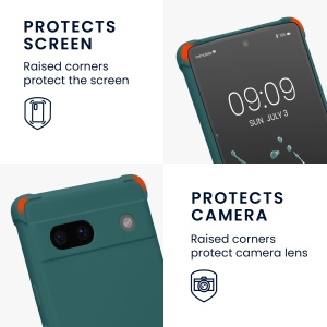 Husa Kwmobile pentru Google Pixel 7a, Verde inchis, Silicon, KWM000019YH007C - Img 3