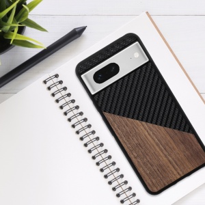 Husa Kwmobile pentru Google Pixel 8, Maro/Negru, Lemn/Silicon, 61873.01 - Img 6