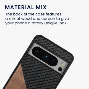 Husa Kwmobile pentru Google Pixel 8 Pro, Maro/Negru, Lemn/Silicon, 61874.01 - Img 4