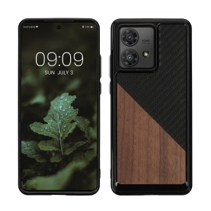Husa Kwmobile pentru Motorola Edge 40 Neo, Maro/Negru, Lemn, KWM000022NW001C - Img 1