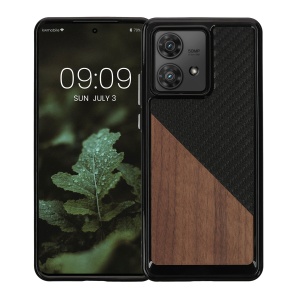 Husa Kwmobile pentru Motorola Edge 40 Neo, Maro/Negru, Lemn, KWM000022NW001C - Img 2