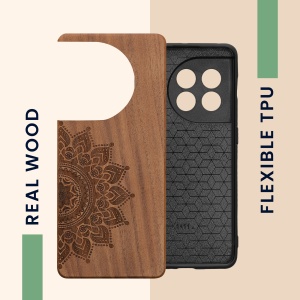 Husa Kwmobile pentru OnePlus 11, Maro, Lemn/Silicon, 60791.02 - Img 3