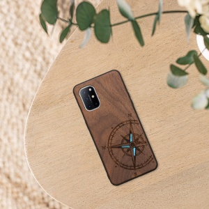 Husa Kwmobile pentru OnePlus 8T, Maro/Albastru, Lemn, KWM0000123P006C - Img 5