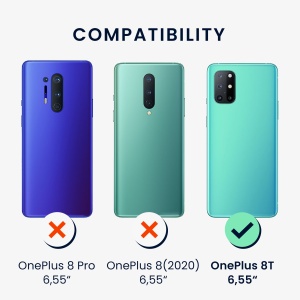 Husa Kwmobile pentru OnePlus 8T, Maro/Albastru, Lemn, KWM0000123P006C - Img 7