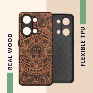 Husa Kwmobile pentru OnePlus Nord 3 5G, Maro/Negru, Lemn, KWM0000204Y002C - Img 4