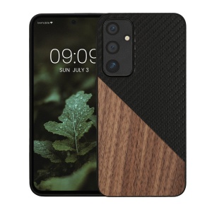 Husa Kwmobile pentru Samsung Galaxy A55 5G, Maro/Negru, Lemn/Silicon, KWM000021QZ001C - Img 2
