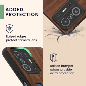 Husa Kwmobile pentru Xiaomi 11T/11T Pro, Maro/Albastru, Lemn, KWM000014HW010C - Img 3