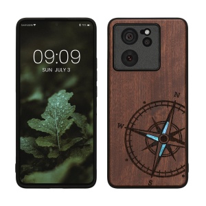 Husa Kwmobile pentru Xiaomi 13T/13T Pro, Maro/Albastru, Lemn, KWM000020IR002C - Img 1
