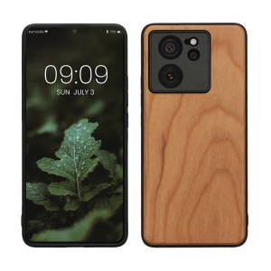 Husa Kwmobile pentru Xiaomi 13T/13T Pro, Maro, Lemn/Silicon, KWM000020IQ003C - Img 1