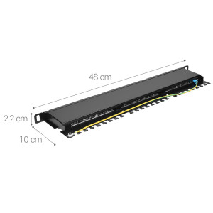 Patch Panel Cat6 cu 24 porturi RJ45 si montare in rack, Kwmobile, Negru, Metal, 48307.01.01 - Img 6