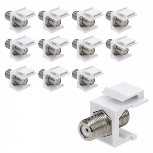 Set 12 Mufe Tip F cu fixare pentru cabluri coaxiale DVB-S/DVB-S2, Kwmobile, Alb/Argintiu, Metal, 51085.02.12 - Img 1
