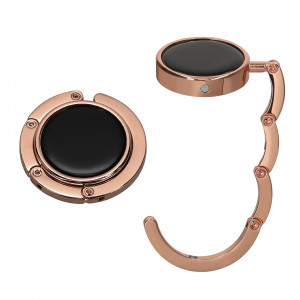 Set 2 Carlige de masa pentru genti, Kwmobile, Rose Gold/Negru, Aluminiu, 48556.10 - Img 1