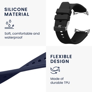 Set 2 Curele Kwmobile pentru Google Pixel Watch 2/Pixel Watch, Negru/Albastru inchis, Silicon, KWM0000254I001C - Img 3