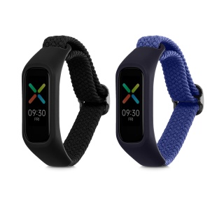 Set 2 Curele Kwmobile pentru OPPO Band Sport, Negru/Albastru, Nylon, KWM0000173Y005C - Img 1