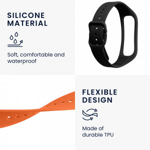 Set 2 curele kwmobile pentru Samsung Galaxy Fit 2, Silicon, Negru/Portocaliu, 53962.18 - Img 4