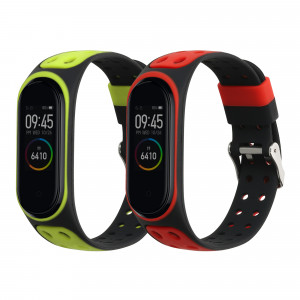 Set 2 Curele Kwmobile pentru Xiaomi Mi Band 4, Rosu/Verde, Silicon, 58889.04 - Img 1
