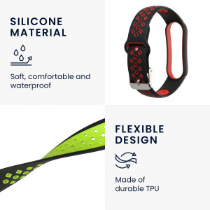 Set 2 curele kwmobile pentru Xiaomi Mi Smart Band 6/Mi Band 6/Band 5, Silicon, Verde/Rosu, 59792.05 - Img 4
