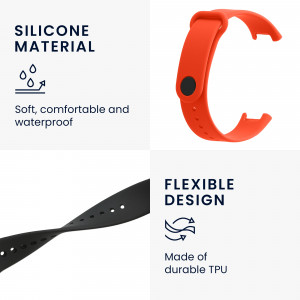 Set 2 curele kwmobile pentru Xiaomi Redmi Smart Band Pro, Silicon, Negru/Portocaliu, 57425.05 - Img 4
