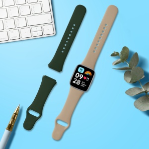 Set 2 Curele Kwmobile pentru Xiaomi Redmi Watch 3 Active, Verde inchis/Bej, Silicon, KWM000024XY002C - Img 7