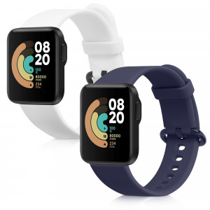 Set 2 curele pentru Xiaomi Mi Watch Lite/Redmi Watch, Kwmobile, Albastru/Alb, Silicon, 54778.07 - Img 2