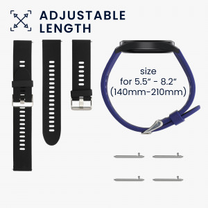 Set 2 curele pentru Xiaomi Mi Watch/Mi Watch Color Sport, Kwmobile, Negru/Albastru, Silicon, 58466.01 - Img 7