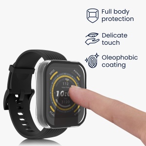 Set 2 Huse Kwmobile cu sticla securizata pentru Amazfit Bip 5, Transparent, Plastic, KWM000024ZC001C - Img 3