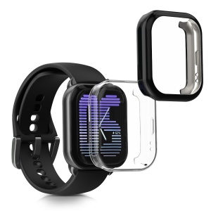 Set 2 Huse Kwmobile pentru Amazfit Active, Transparent/Negru, Silicon, KWM000025BI001C - Img 1