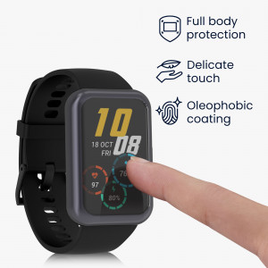 Set 2 huse kwmobile pentru Huawei Watch Fit 2, Silicon, Negru/Gri, 59430.04 - Img 4