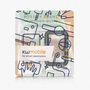 Set 2 huse kwmobile pentru OPPO Watch Free, Plastic, Negru/Transparent, 59315.01 - Img 8