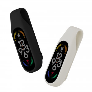 Set 2 Huse pentru Xiaomi Mi Band 7/Mi Band 6/Mi Band 5, Kwmobile, Negru/Alb, Silicon, 59313.03 - Img 1