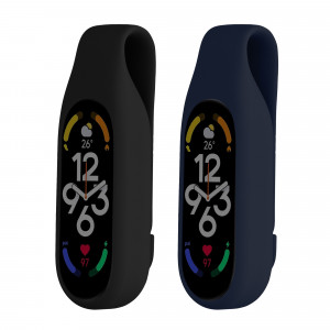 Set 2 Huse pentru Xiaomi Mi Band 7/Mi Band 6/Mi Band 5, Kwmobile, Negru/Albastru, Silicon, 59313.02 - Img 2