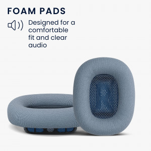 Set 2 Perne de urechi pentru casti Apple AirPods Max, Kwmobile, Albastru, Piele ecologica, 55895.04 - Img 4