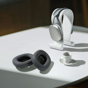 Set 2 Perne de urechi pentru casti Apple AirPods Max, Kwmobile, Gri, Piele ecologica, 55895.19 - Img 7