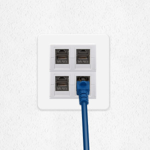 Set 2 Prize ecranate duble de retea RJ45 cu 2 mufe CAT 6A, Kwmobile, Alb, Plastic, 50454.02.02 - Img 3