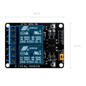 Set 3 Module releu cu 2 canale pentru Arduino Raspberry Pi, Kwmobile, Multicolor, Componente electronice, 38813 - Img 3
