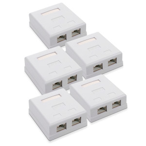 Set 5 Prize duble de RJ45 retea pentru cablu Ethernet CAT6A, Kwmobile, Alb, Metal, 50059.02.01 - Img 1
