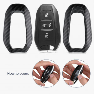 Husa Cheie Auto pentru Peugeot / Citroen - 3 Butoane - Keyless Go, kwmobile, Plastic, Negru / Gri, 56474.01 - Img 4