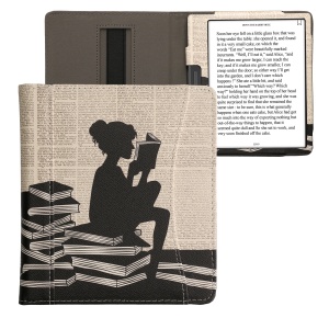 Husa cu buzunar Kwmobile pentru Onyx Boox Leaf 2, Negru/Bej, Piele ecologica, KWM000023PT005C - Img 2