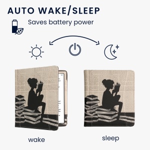 Husa cu buzunar Kwmobile pentru Onyx Boox Leaf 2, Negru/Bej, Piele ecologica, KWM000023PT005C - Img 4