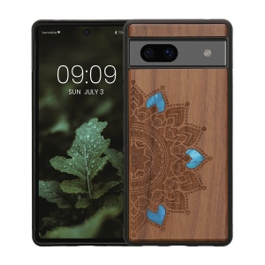 Husa Kwmobile pentru Google Pixel 7a, Maro/Albastru, Lemn, KWM000019YK006C - Img 2